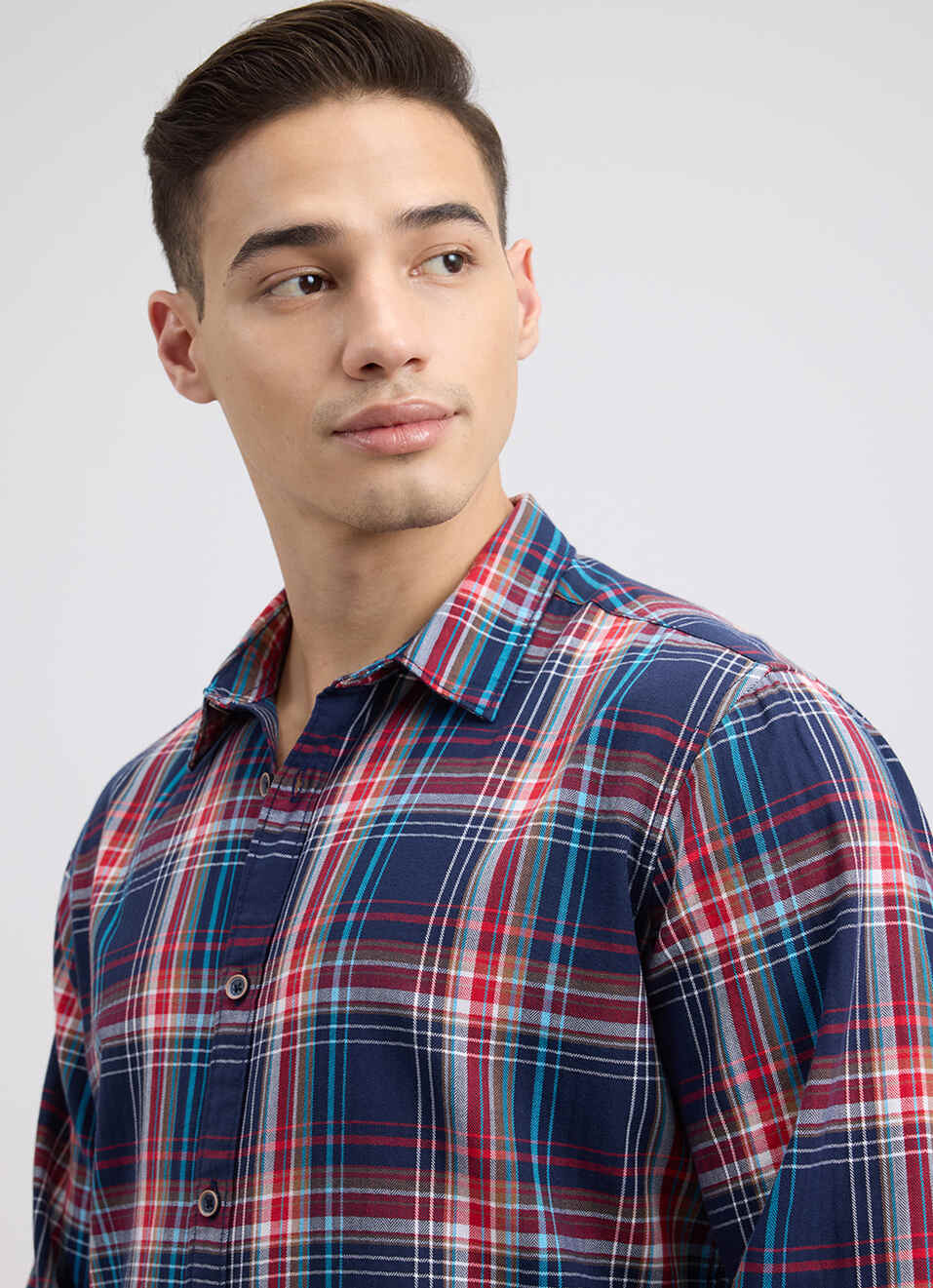 Men Navy Herringbone Check Full Sleeve Shirt, , large image number 4