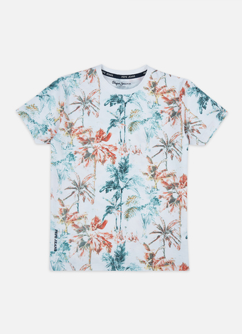 Boys Orange All Over Natural Print Short Sleeve T-shirt