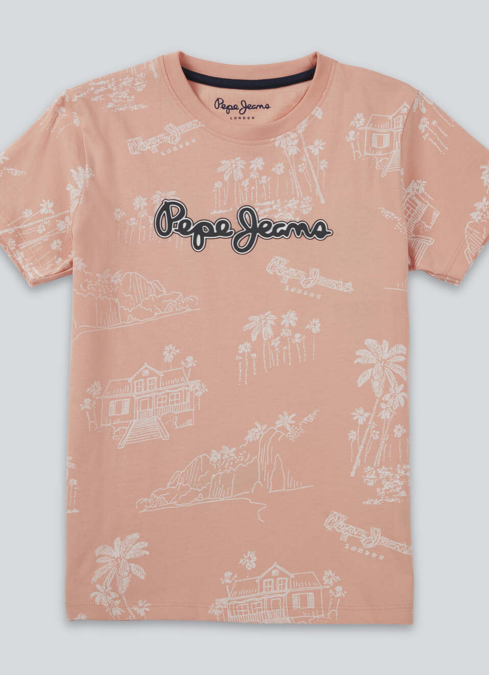 Boys Orange All Over Print Short Sleeve T-shirt, , large image number 0