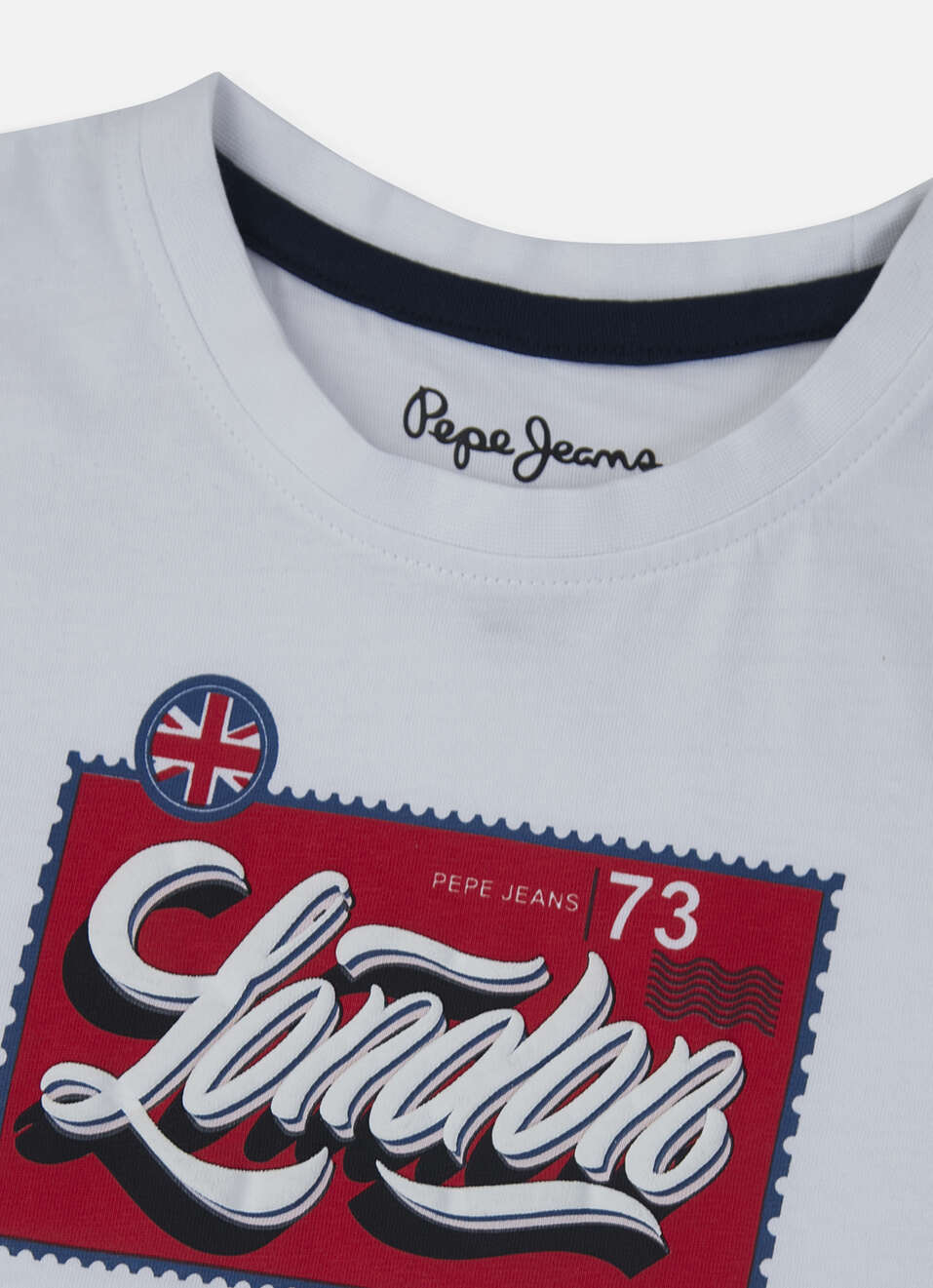 Boys White Union Jack Stamp Print T-shirt, , large image number 2