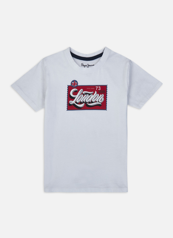 Boys White Union Jack Stamp Print T-shirt