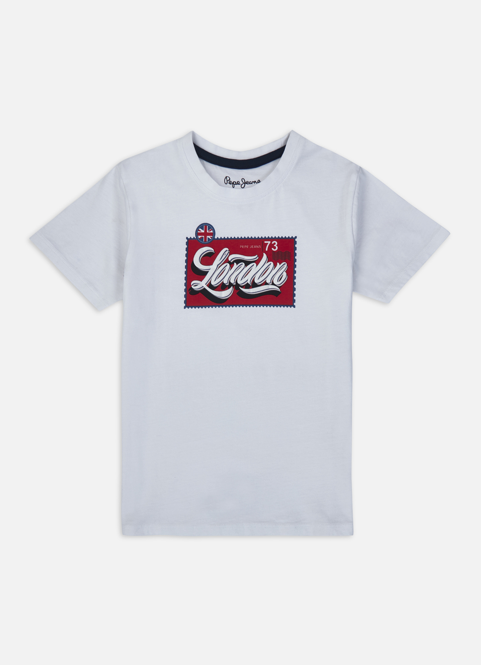 Boys White Union Jack Stamp Print T-shirt, , large image number 0