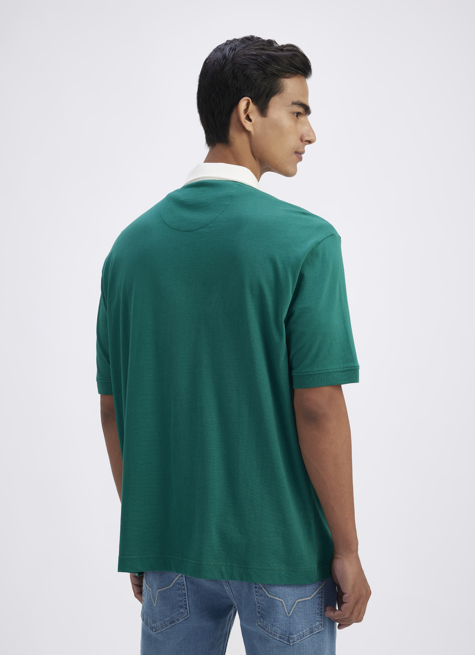 Men Green Varsity Short Sleeve Oversized Polo, , large image number 3
