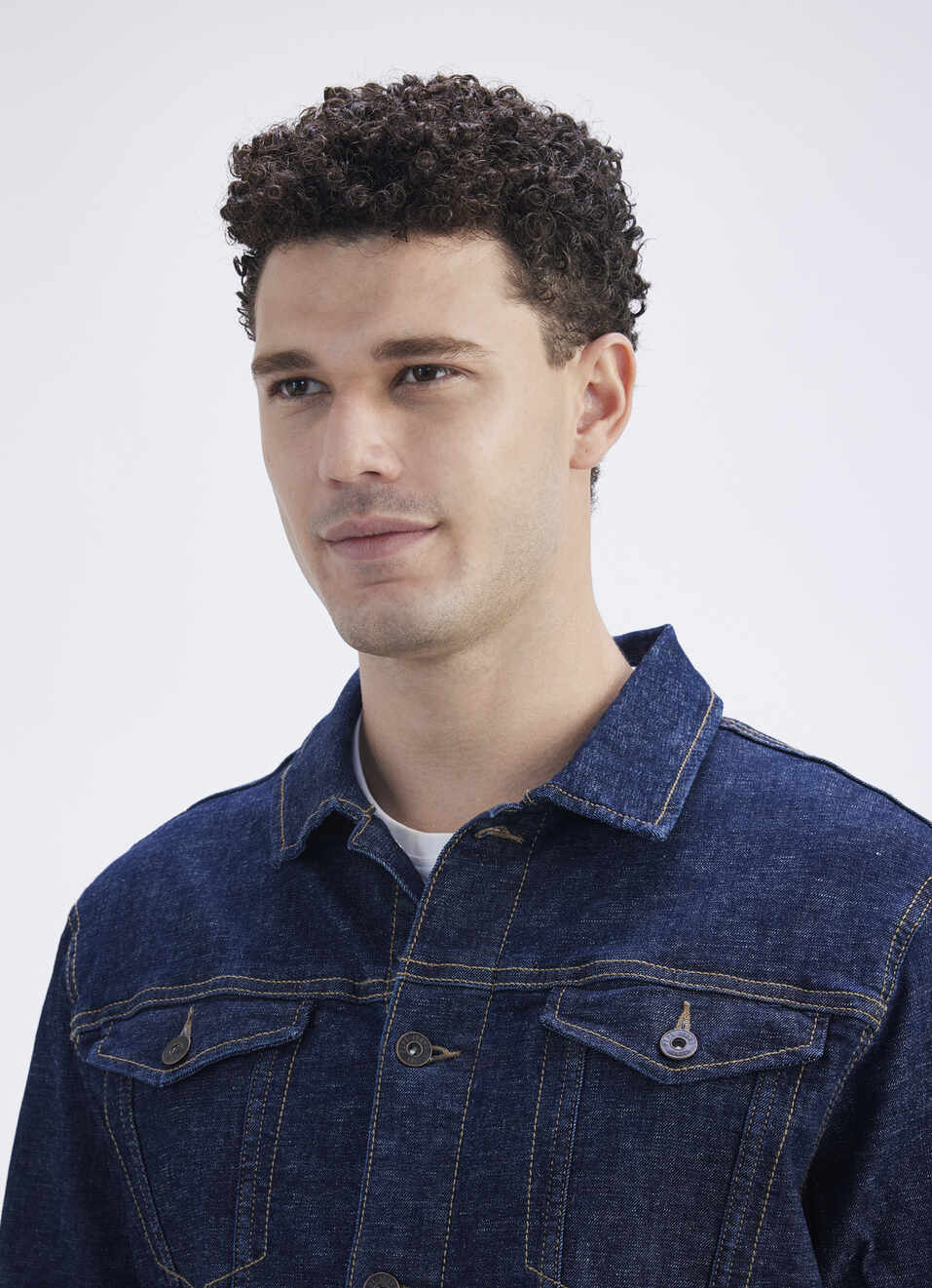 Men Blue Full Sleeve Trucker Jacket, , large image number 4