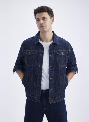 Men Blue Full Sleeve Trucker Jacket