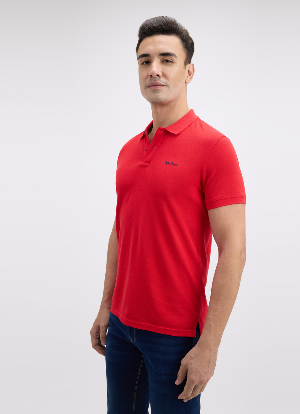 Men Red Back Print Short Sleeve Polo, , large image number 3