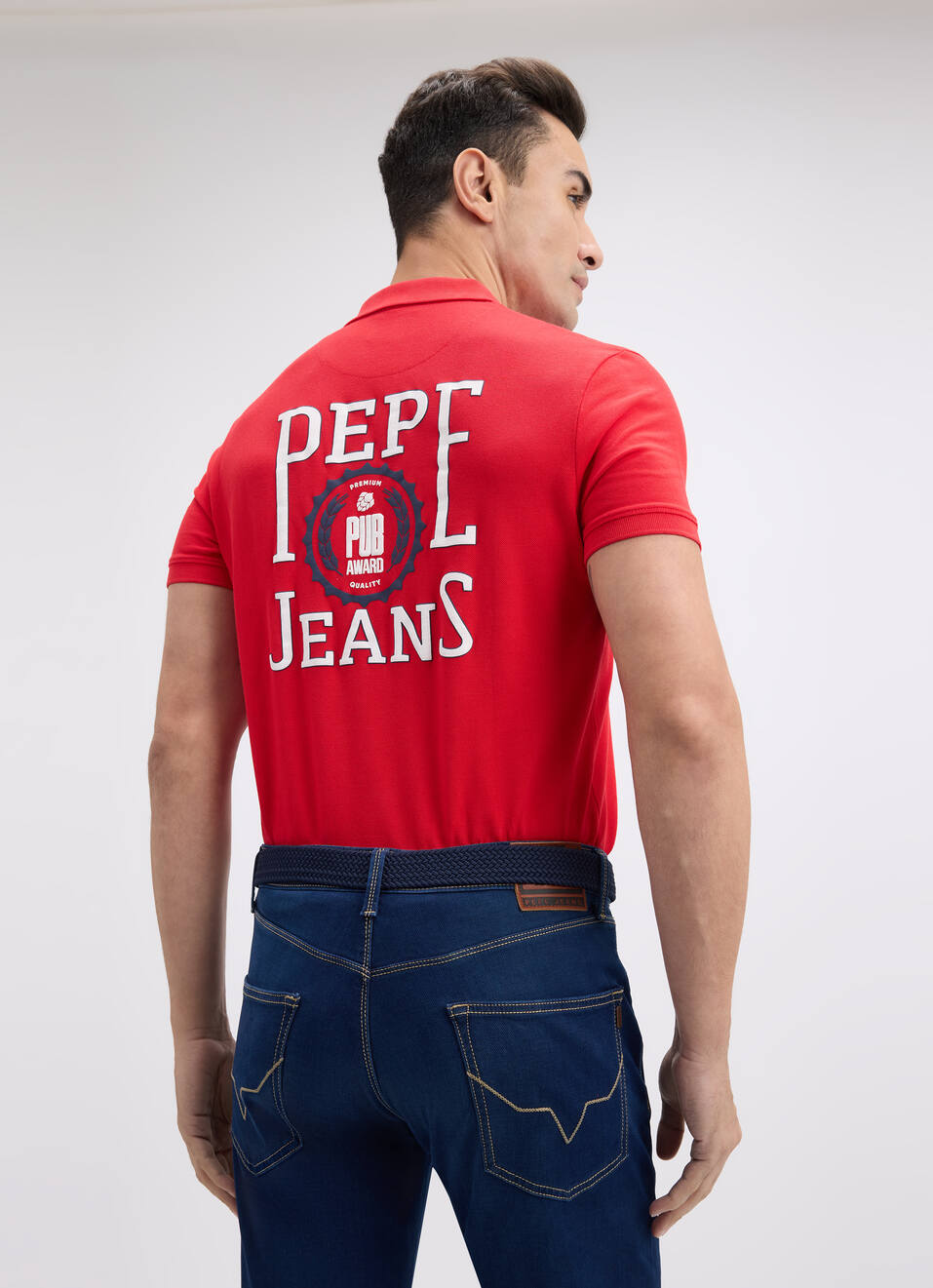 Men Red Back Print Short Sleeve Polo, , large image number 0