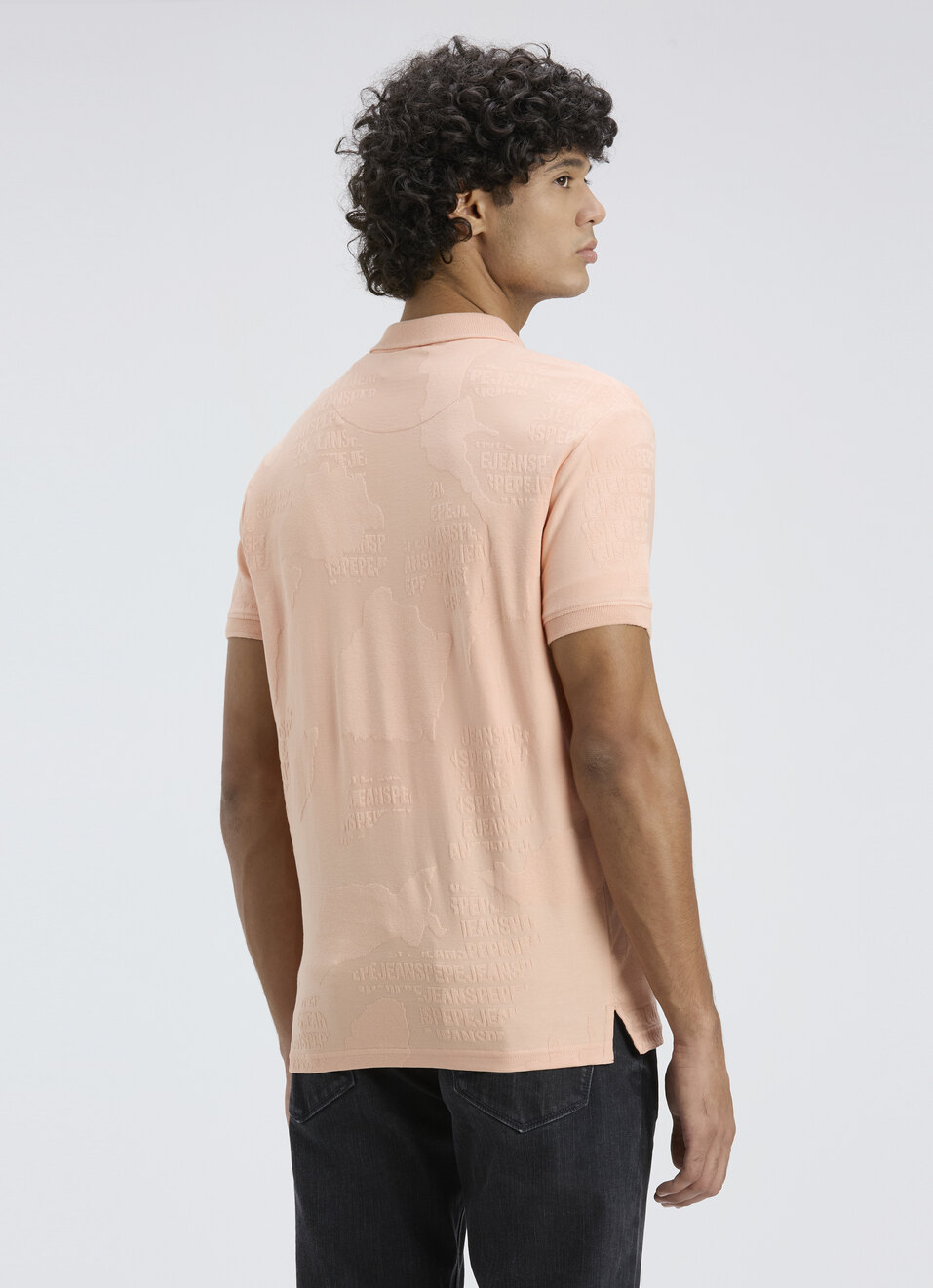 Men Light Orange Typographic Print Short Sleeve Polo, , large image number 2