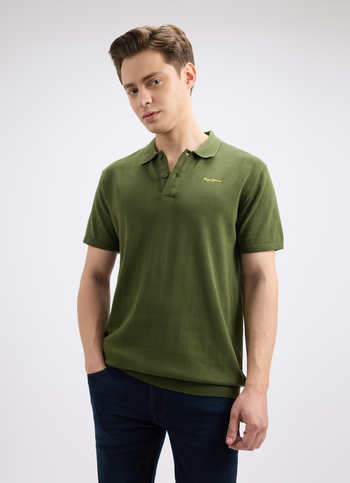 Men Green Short Sleeve Flat Knit Polo