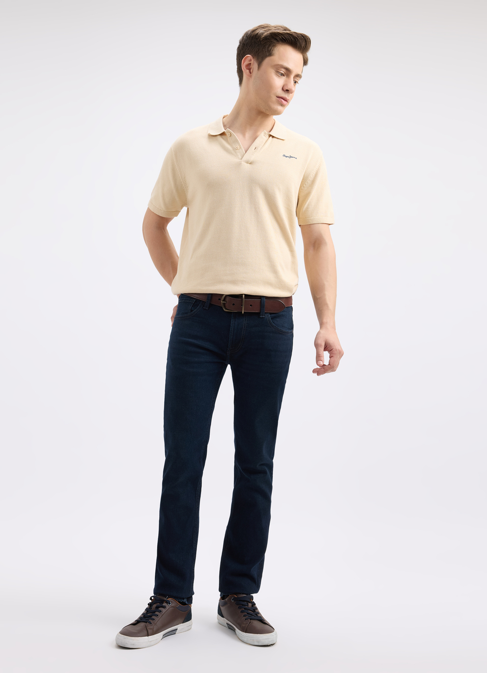 Men White  Short Sleeve Flat Knit Polo, , large image number 5