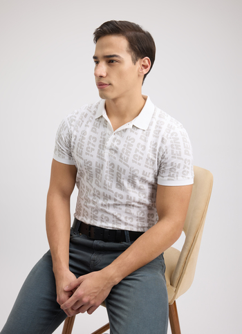 Men White Typographic Print Short Sleeve Polo