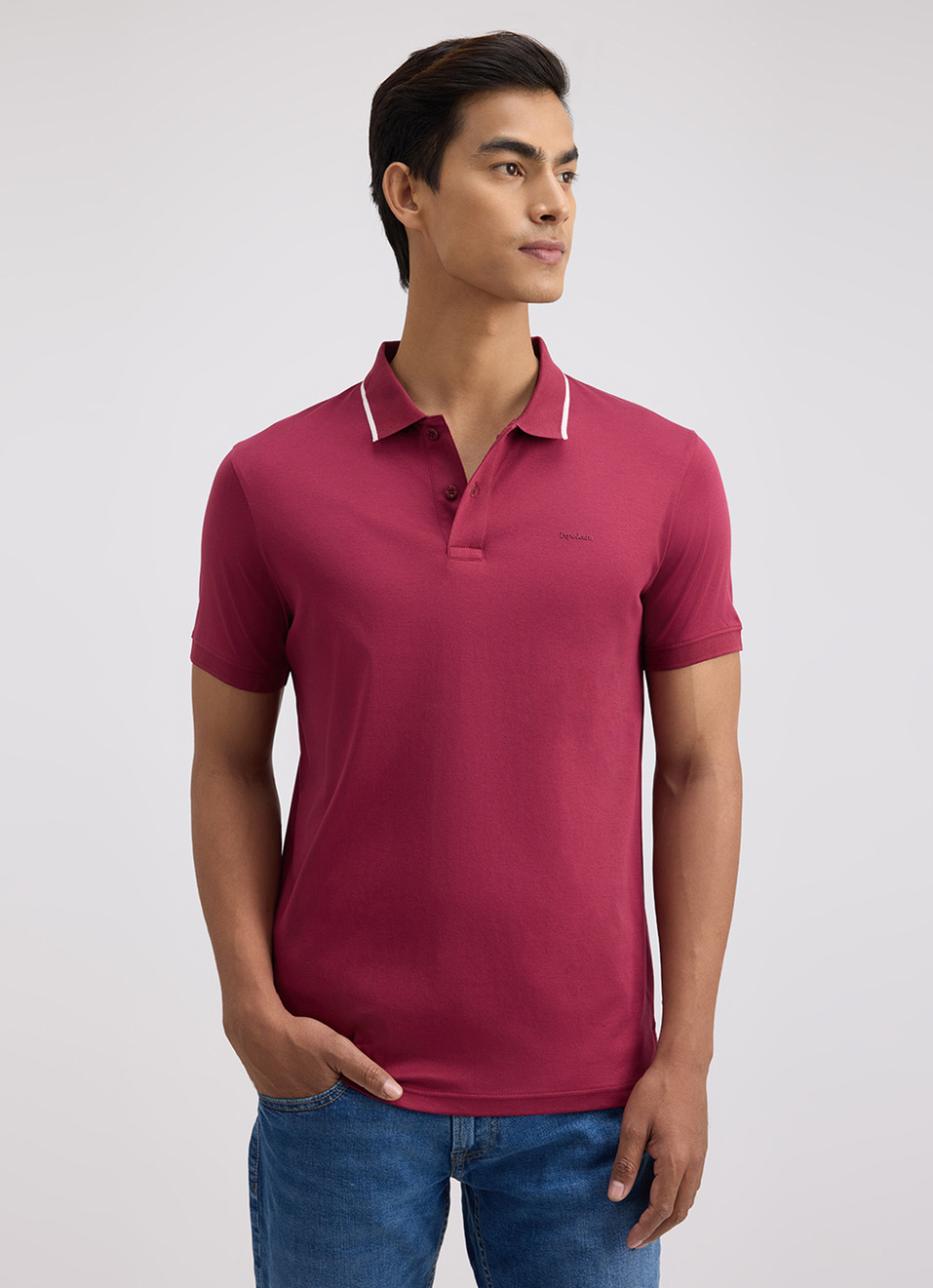 Men Burgundy Mercerised Short Sleeve Polo, , large image number 1