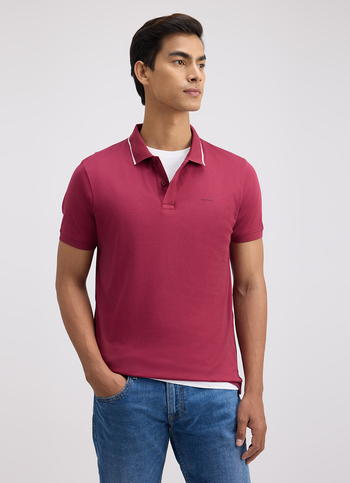 Men Burgundy Mercerised Short Sleeve Polo