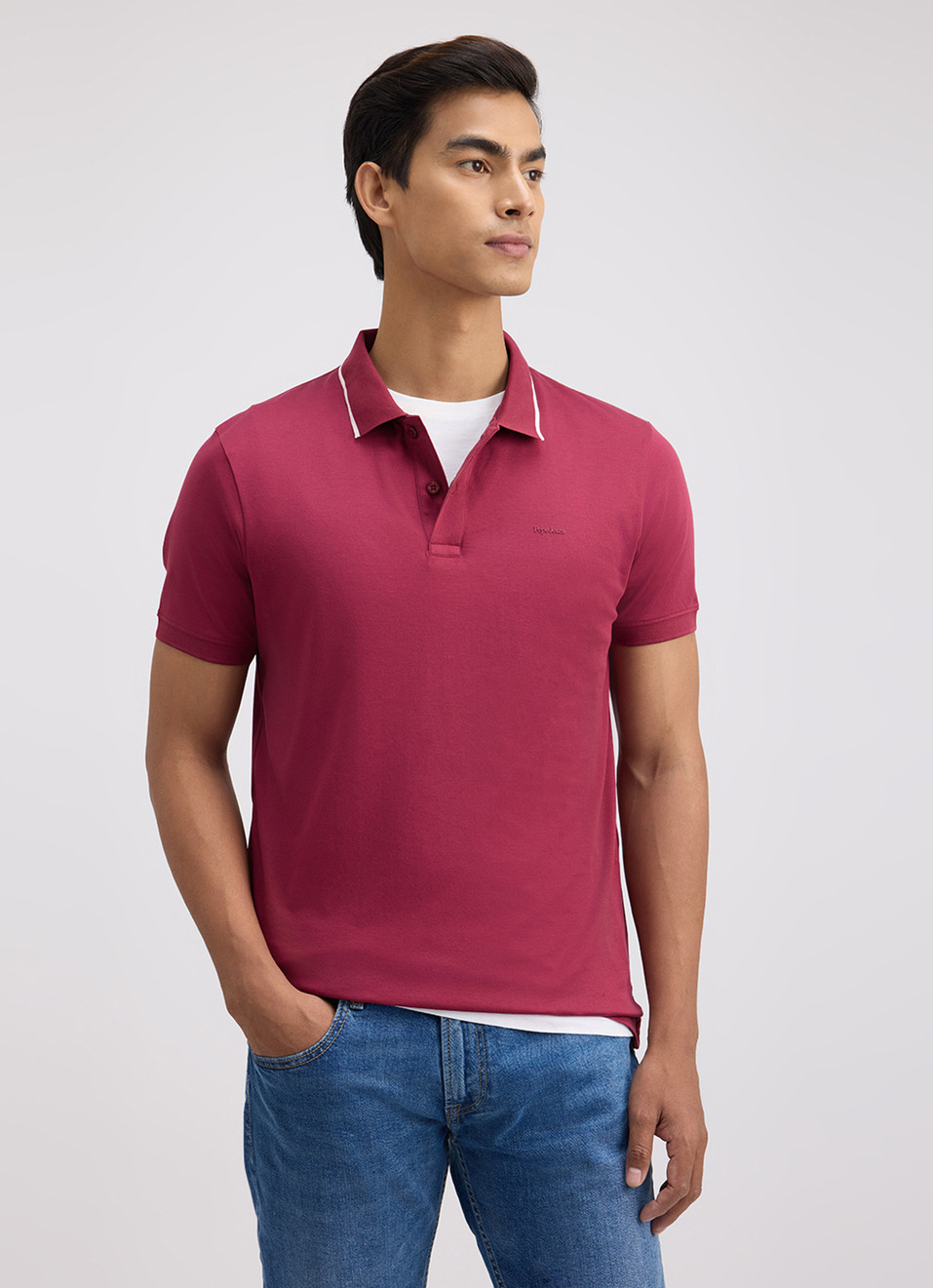 Men Burgundy Mercerised Short Sleeve Polo, , large image number 0