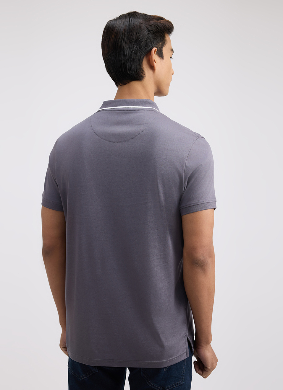 Men Grey  Mercerised Short Sleeve Polo, , large image number 2