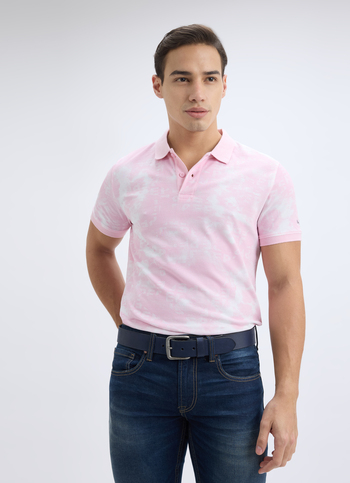 Men Pink Typographic Print Short Sleeve Polo
