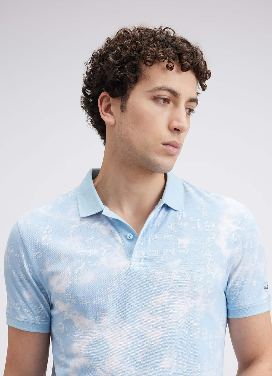 Men Blue Typographic Print Short Sleeve Polo, , large image number 4