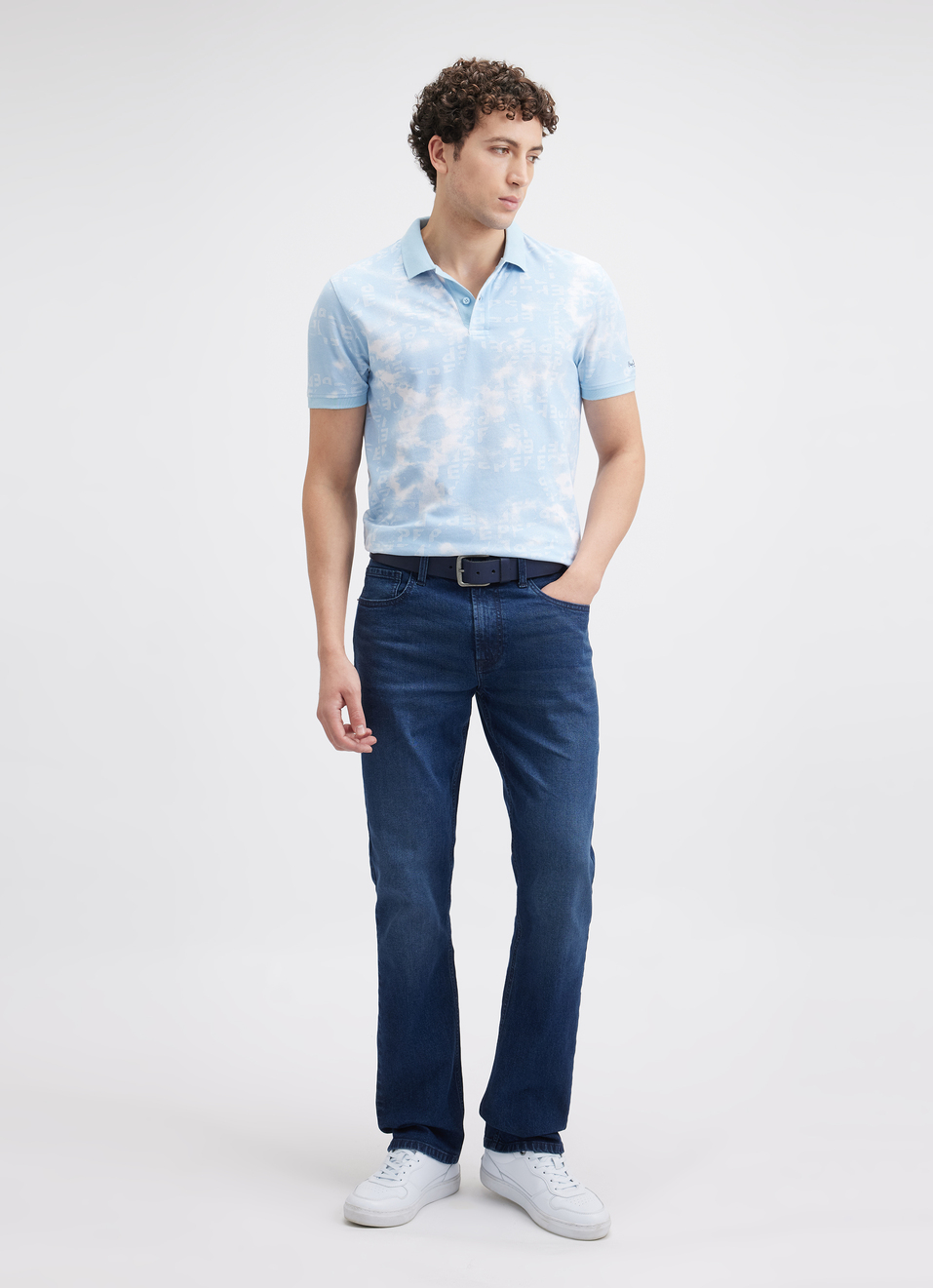 Men Blue Typographic Print Short Sleeve Polo, , large image number 5