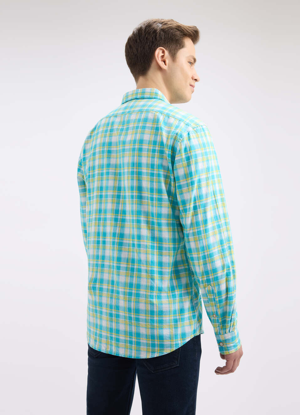 Men Blue Check Full Sleeve Shirt, , large image number 2