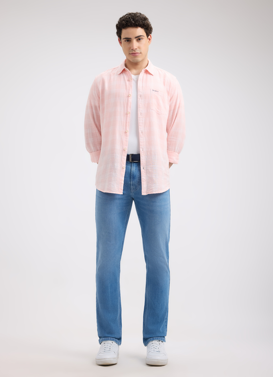 Men Peach Check Full Sleeve Shirt, , large image number 5