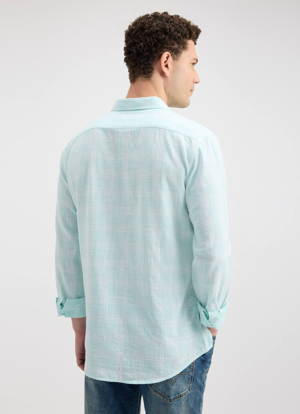 Men Blue Check Full Sleeve Shirt, , large image number 2