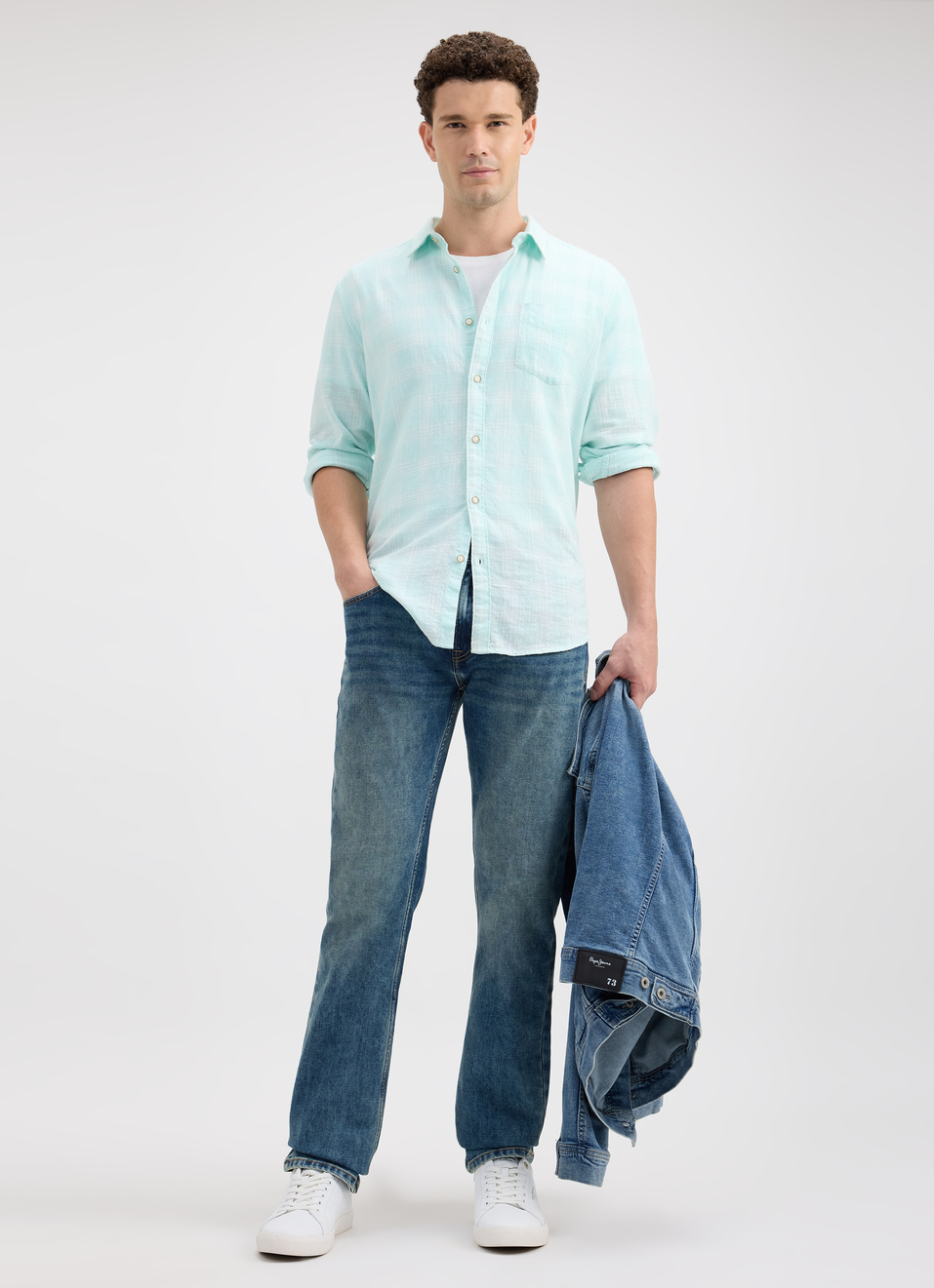 Men Blue Check Full Sleeve Shirt, , large image number 5