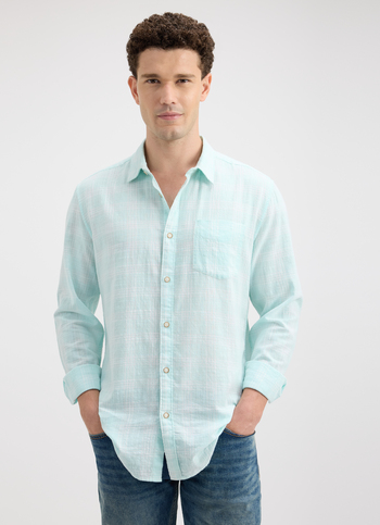 Men Blue Check Full Sleeve Shirt
