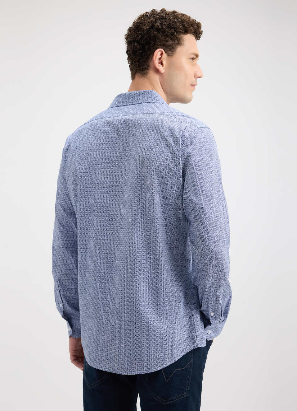 Men Blue Minimal Print Full Sleeve Shirt, , large image number 2