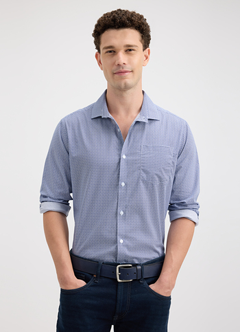 Men Blue Minimal Print Full Sleeve Shirt