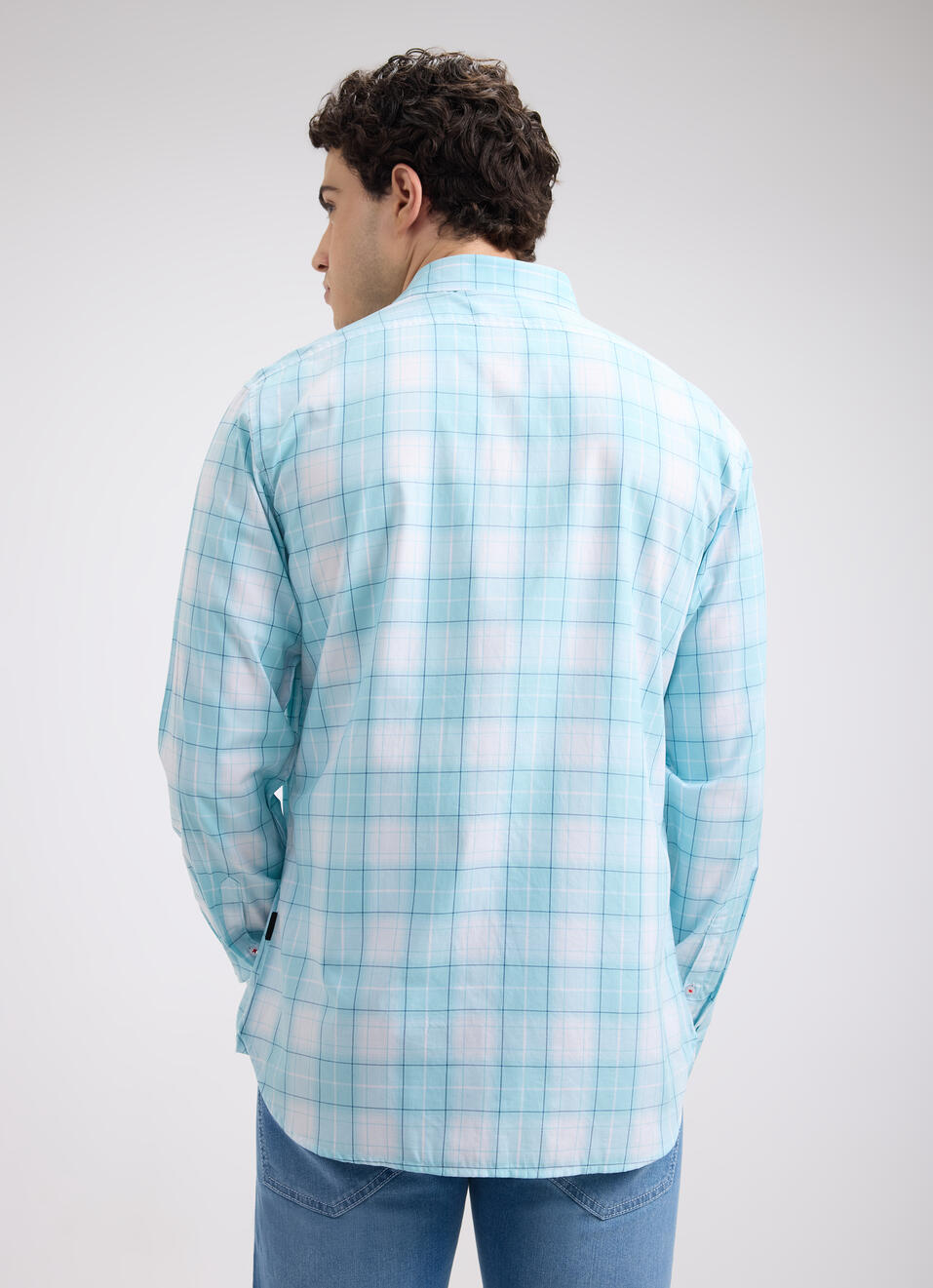 Men Blue Check Full Sleeve Shirt, , large image number 2