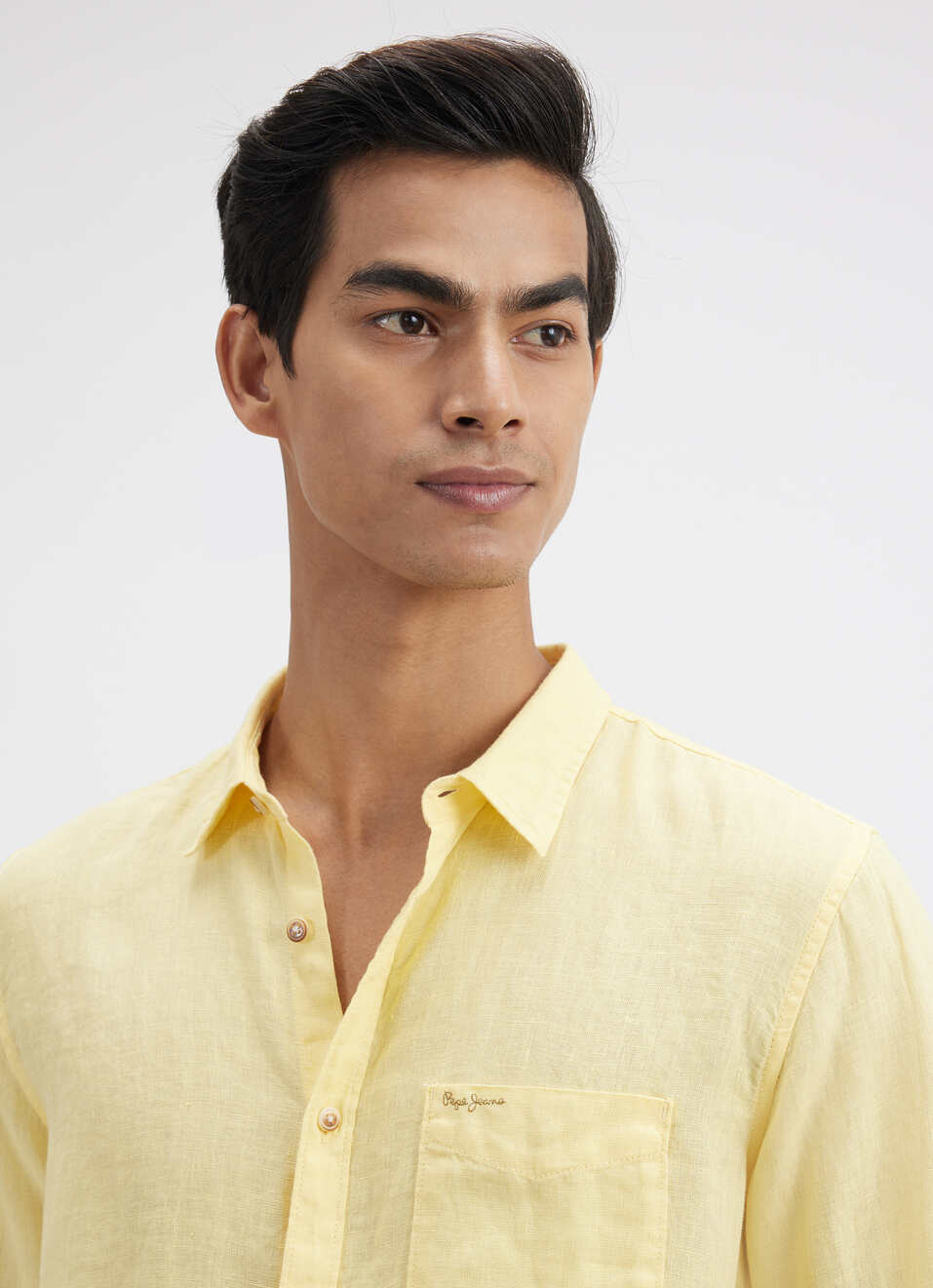 Men Yellow Pure Linen Full Sleeve Shirt, , large image number 4
