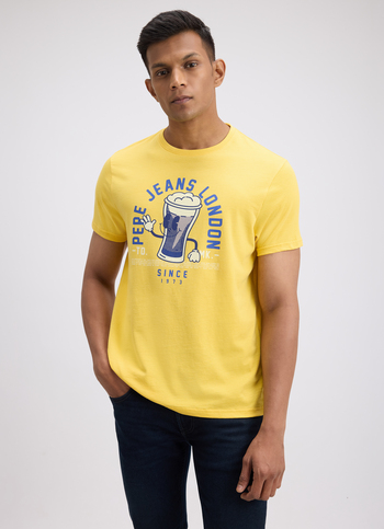 Men Yellow Quirky Print Short Sleeve T-shirt