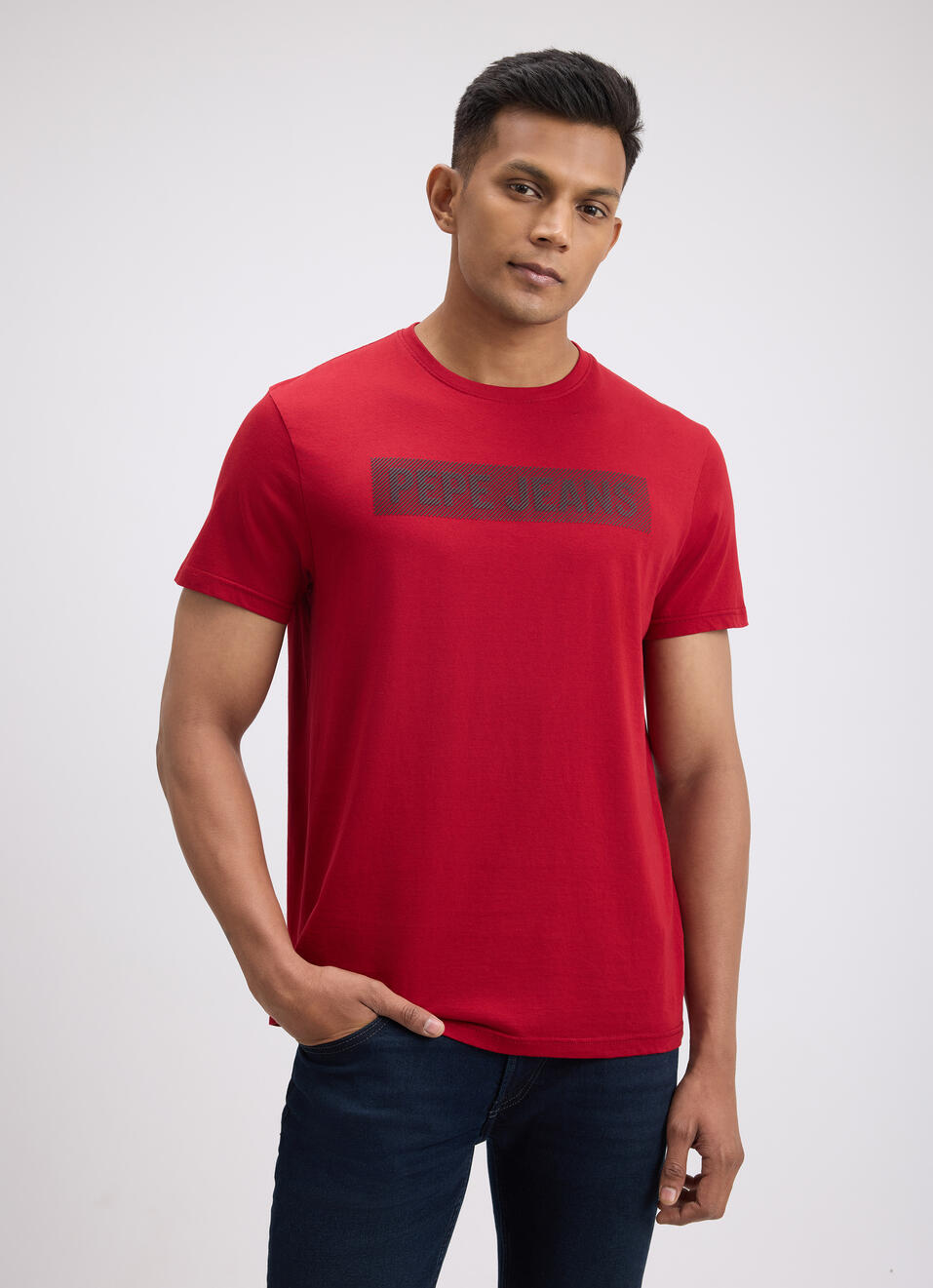 Men Red Graphic Print Short Sleeve T-shirt, , large image number 1