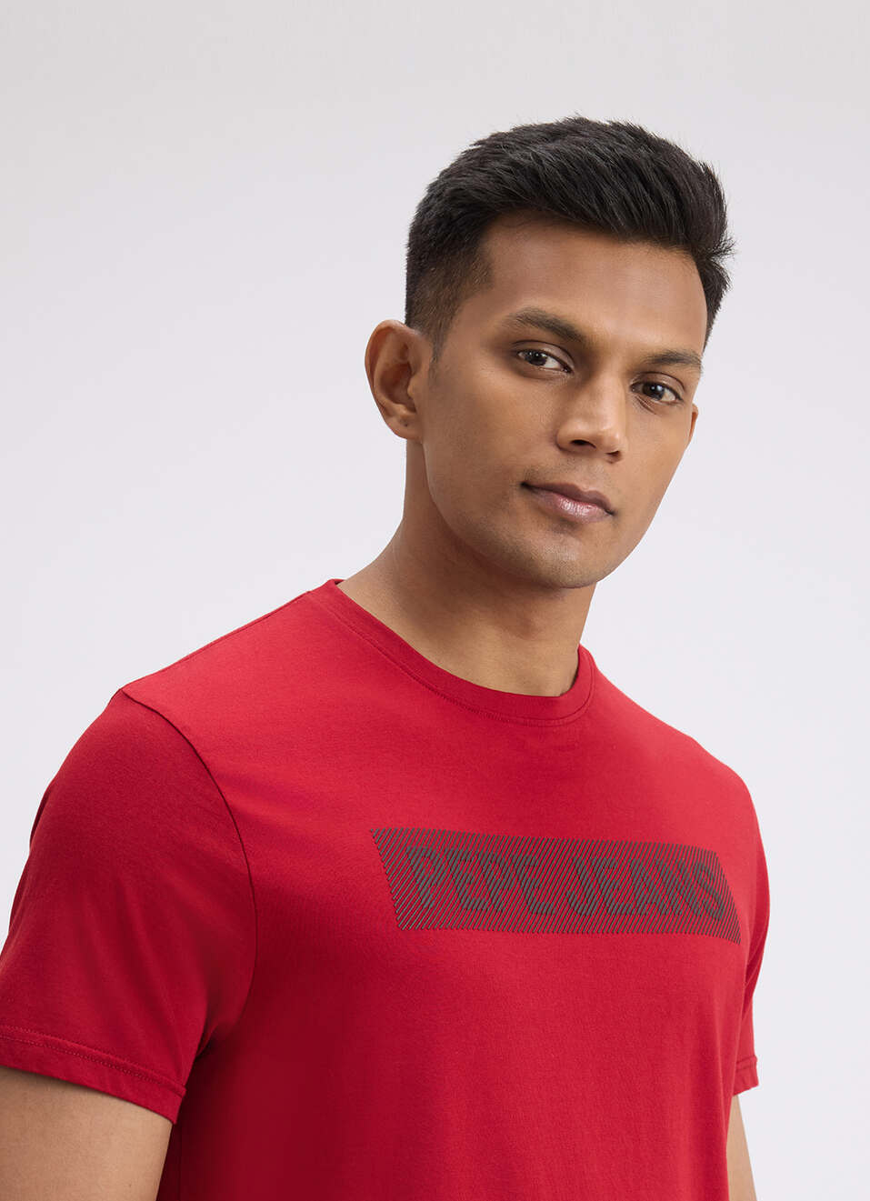 Men Red Graphic Print Short Sleeve T-shirt, , large image number 4