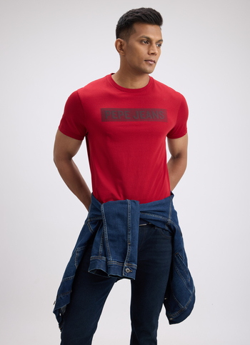 Men Red Graphic Print Short Sleeve T-shirt