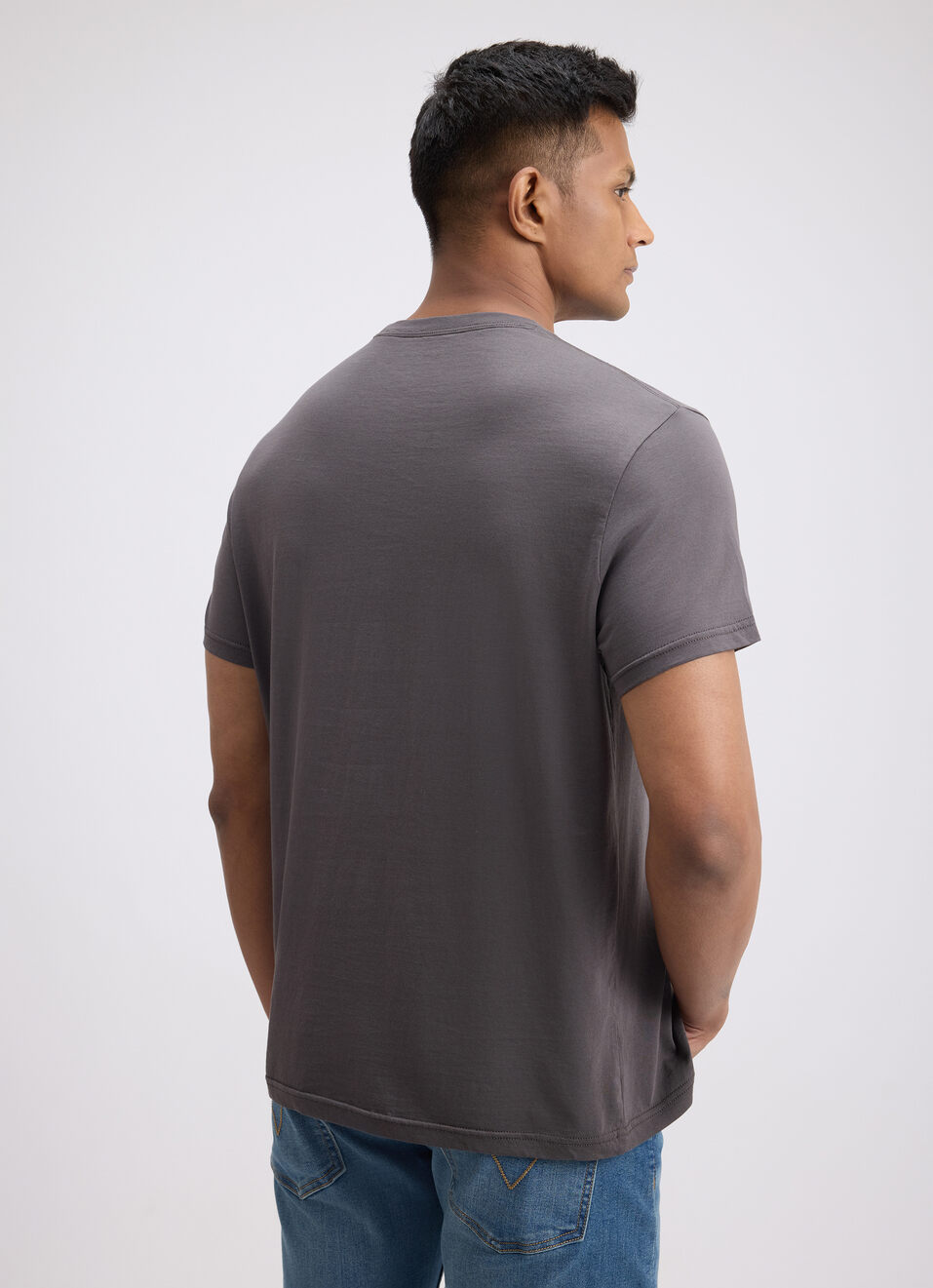 Men Grey Graphic Print Short Sleeve T-shirt, , large image number 2