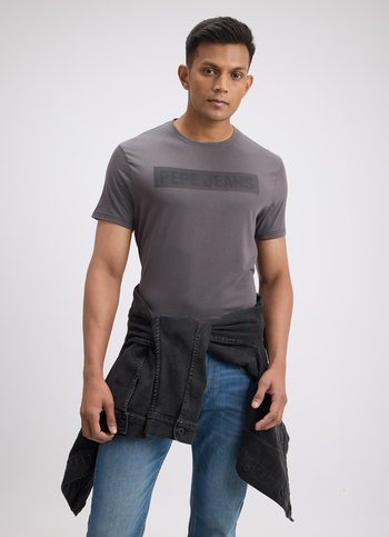 Men Grey Graphic Print Short Sleeve T-shirt