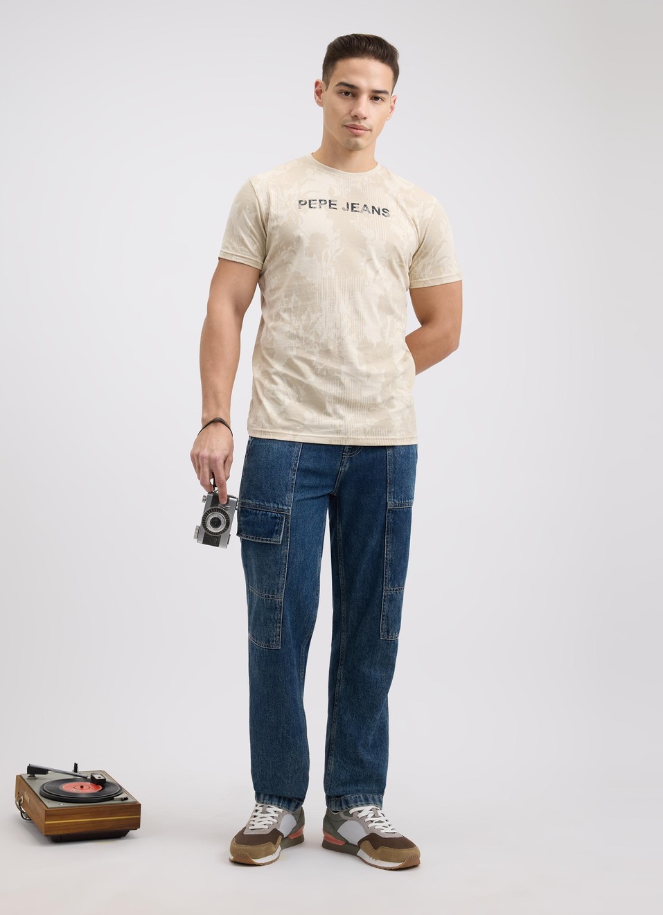 Men Ivory Tropical Print Short Sleeve T-shirt, , large image number 5