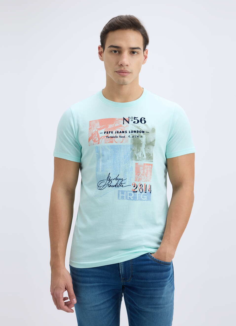 Men Green Photographic Print Short Sleeve T-shirt, , large image number 1