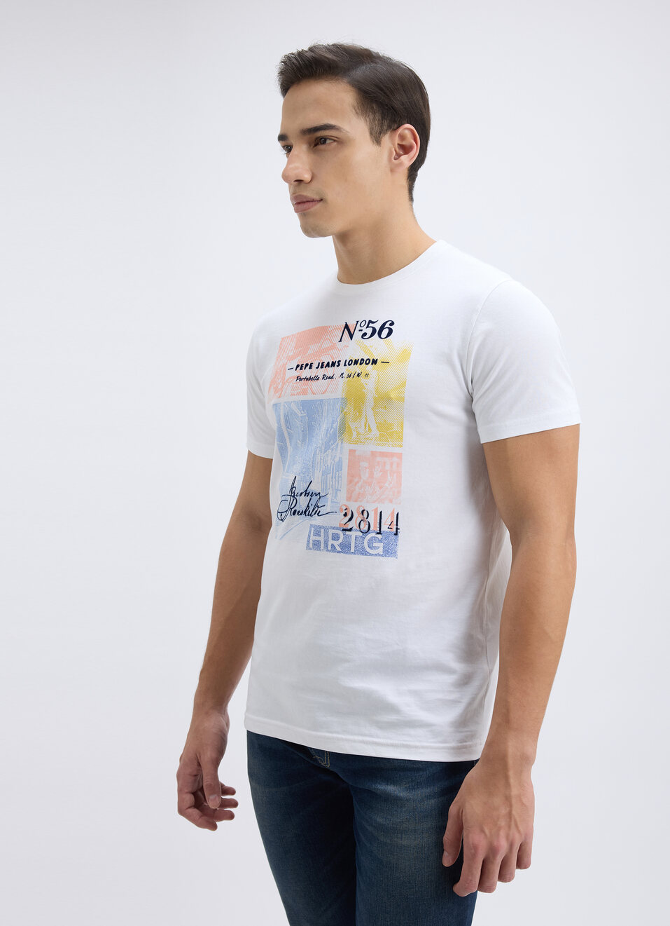 Men White Photographic Print Short Sleeve T-shirt, , large image number 3