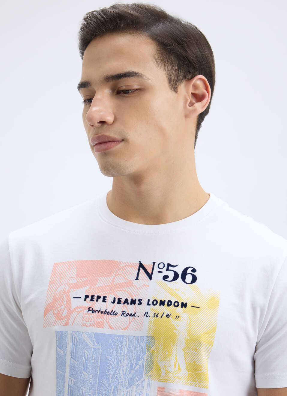 Men White Photographic Print Short Sleeve T-shirt, , large image number 4