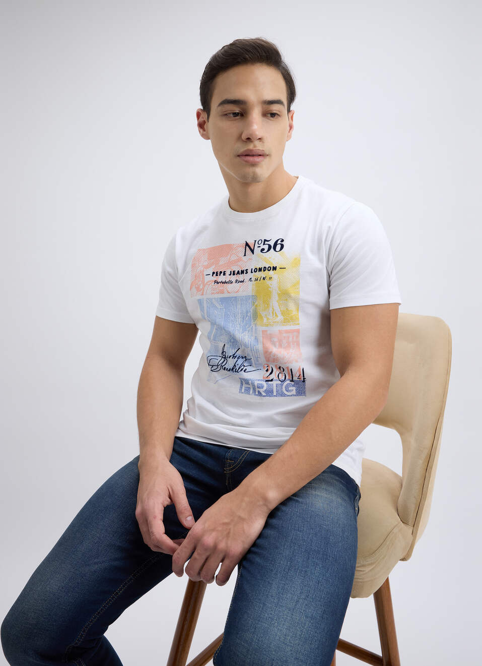 Men White Photographic Print Short Sleeve T-shirt, , large image number 0