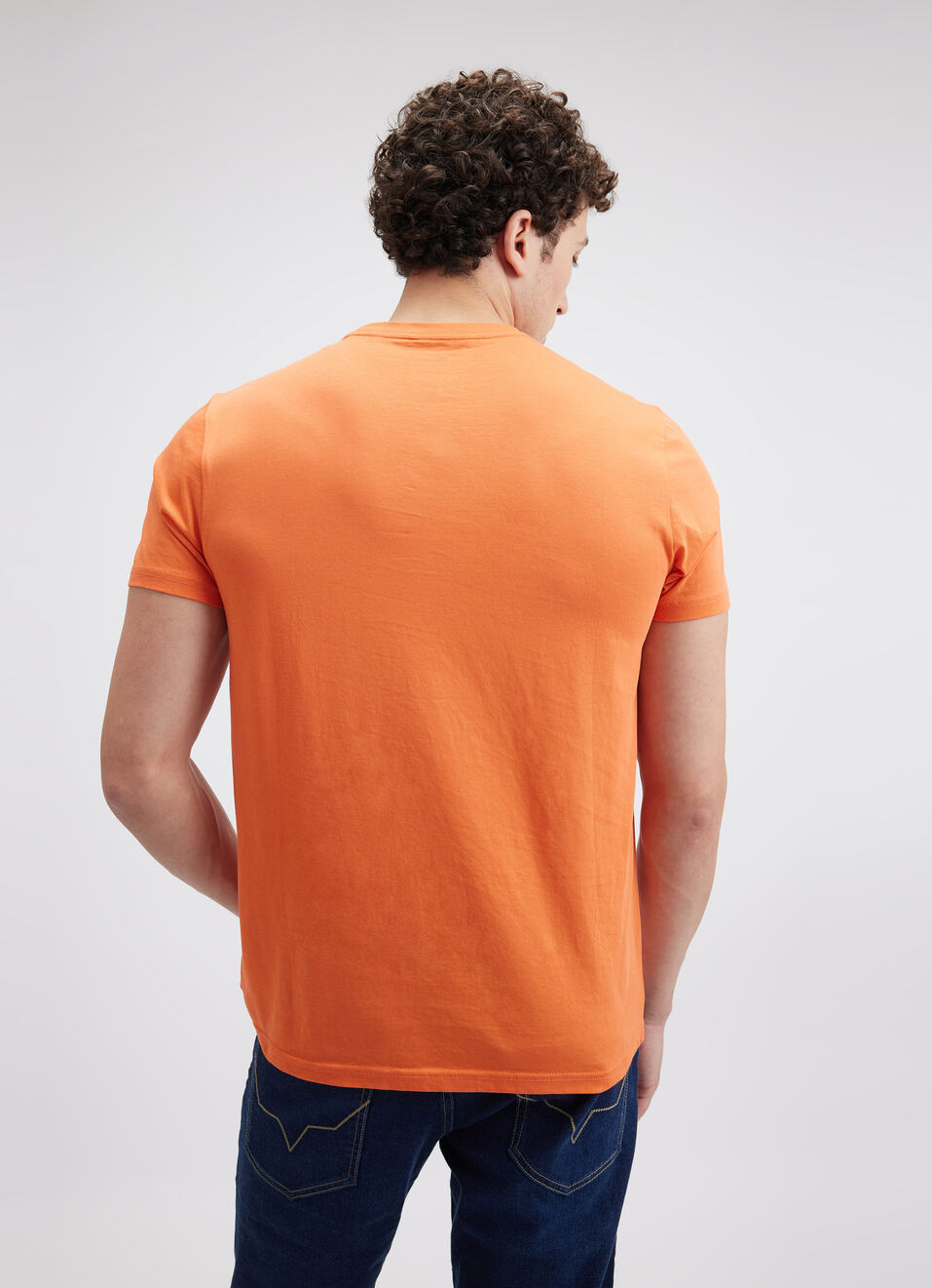 Men Orange Graphic Print Short Sleeve T-shirt, , large image number 2