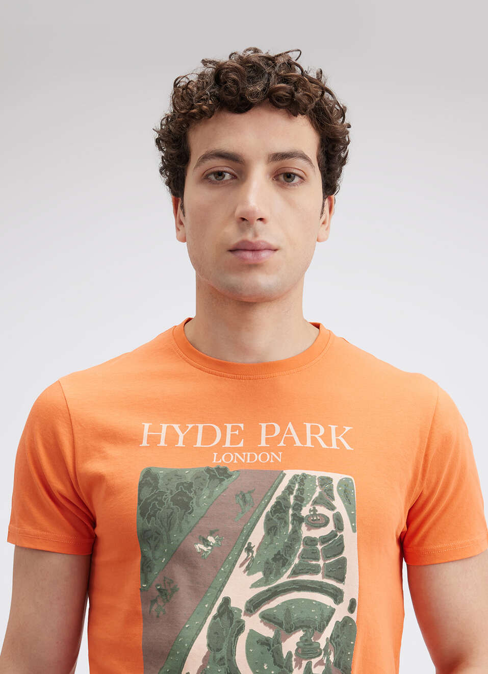 Men Orange Graphic Print Short Sleeve T-shirt, , large image number 4