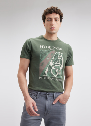 Men Green Graphic Print Short Sleeve T-shirt