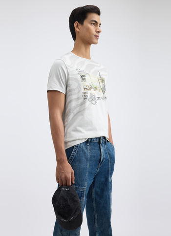 Men Grey Graphic Print Short Sleeve T-shirt