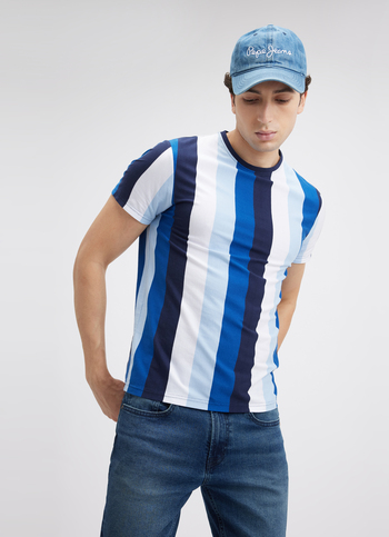 Men Navy Stripe Short Sleeve T-shirt