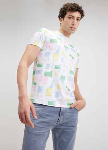 Men White Graphic Print Short Sleeve T-shirt