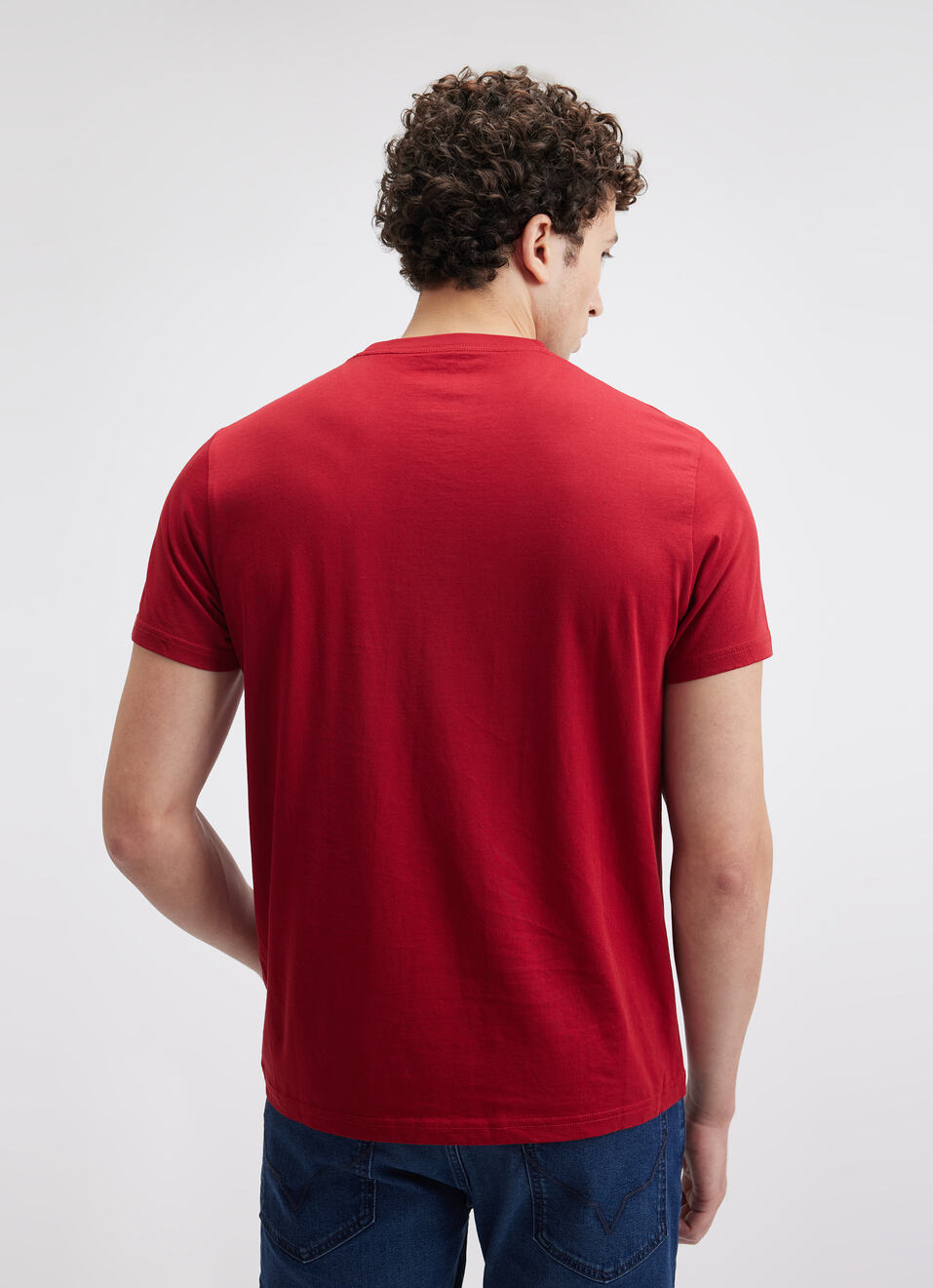 Men Red Graphic Print Short Sleeve T-shirt, , large image number 2