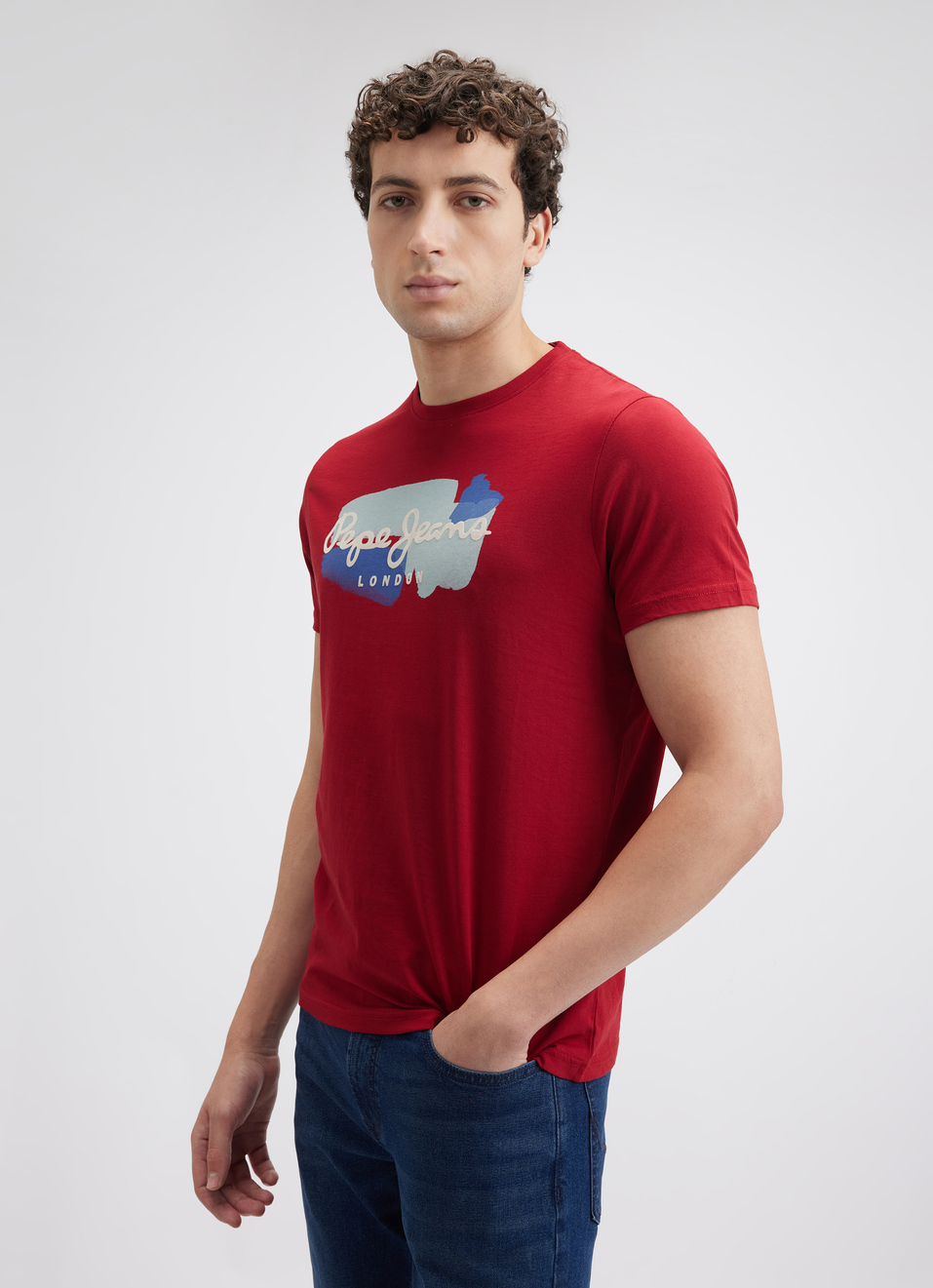 Men Red Graphic Print Short Sleeve T-shirt, , large image number 3